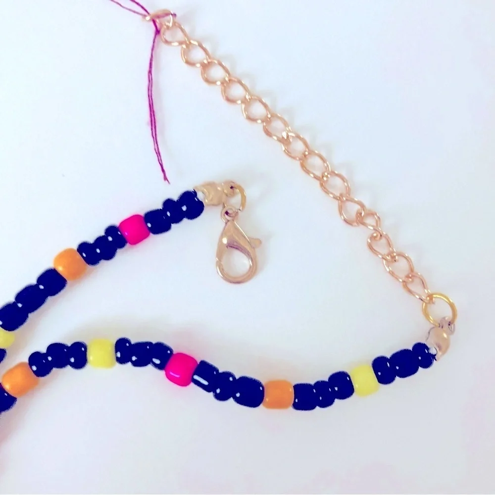 Handmade Glass Bead Necklace with Handmade Charm Pendant | M12 - Picture 2 of 3